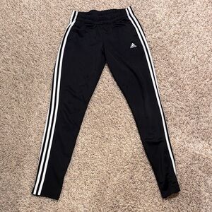 Adidas Unisex Black Joggers with White Stripes